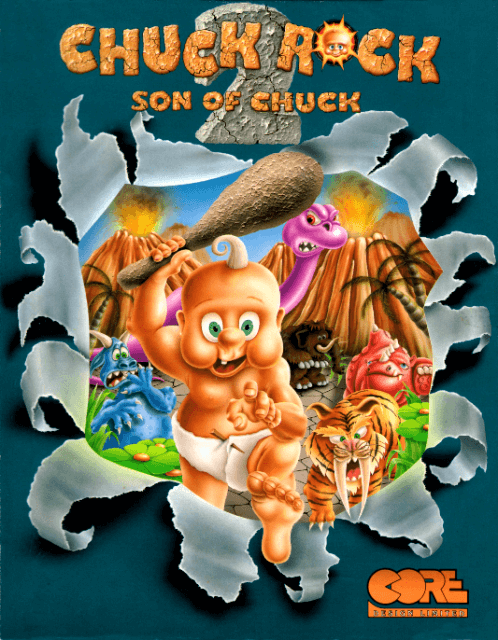 Chuck Rock II Son of Chuck box art for Amiga